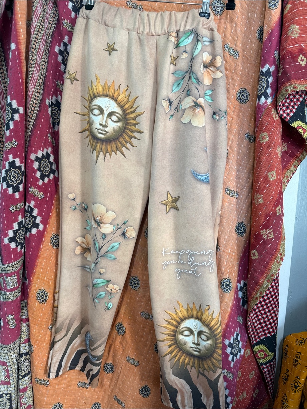 Beige Printed Sun & Moon Joggers - Picture 2 of 2